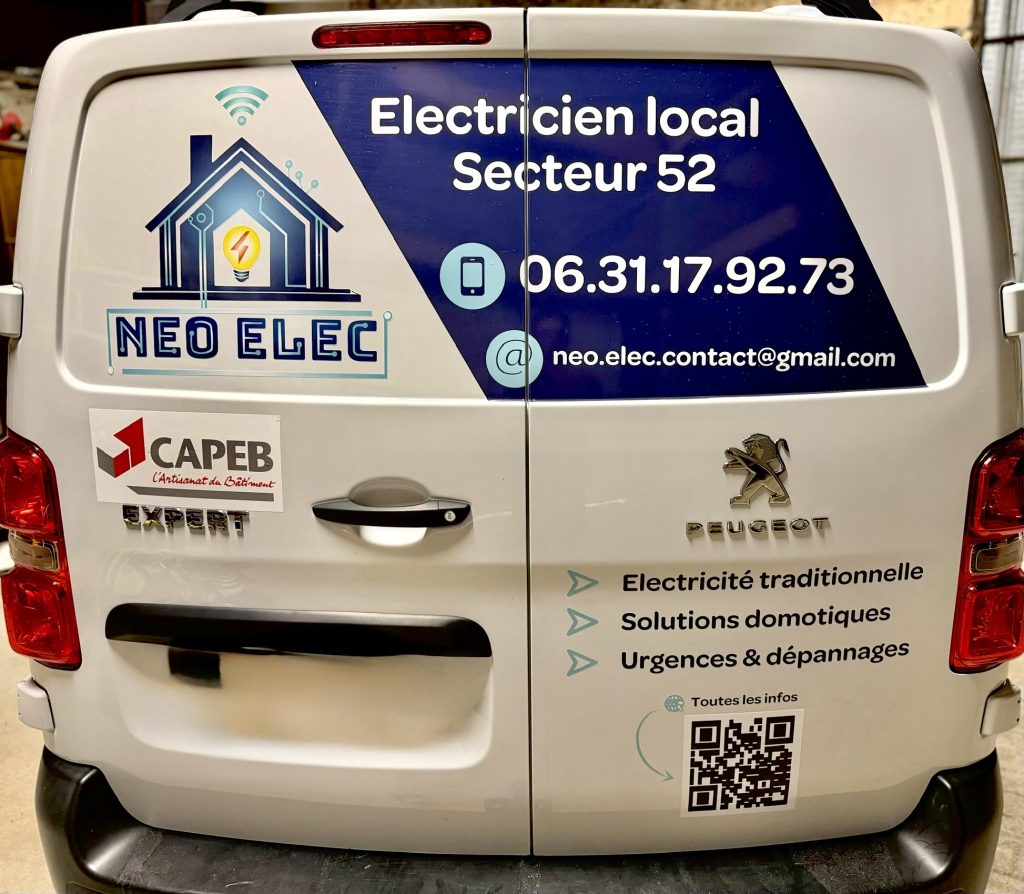 Camion Néo Elec – électricien à Mirbel et secteur 52, dépannage et domotique
