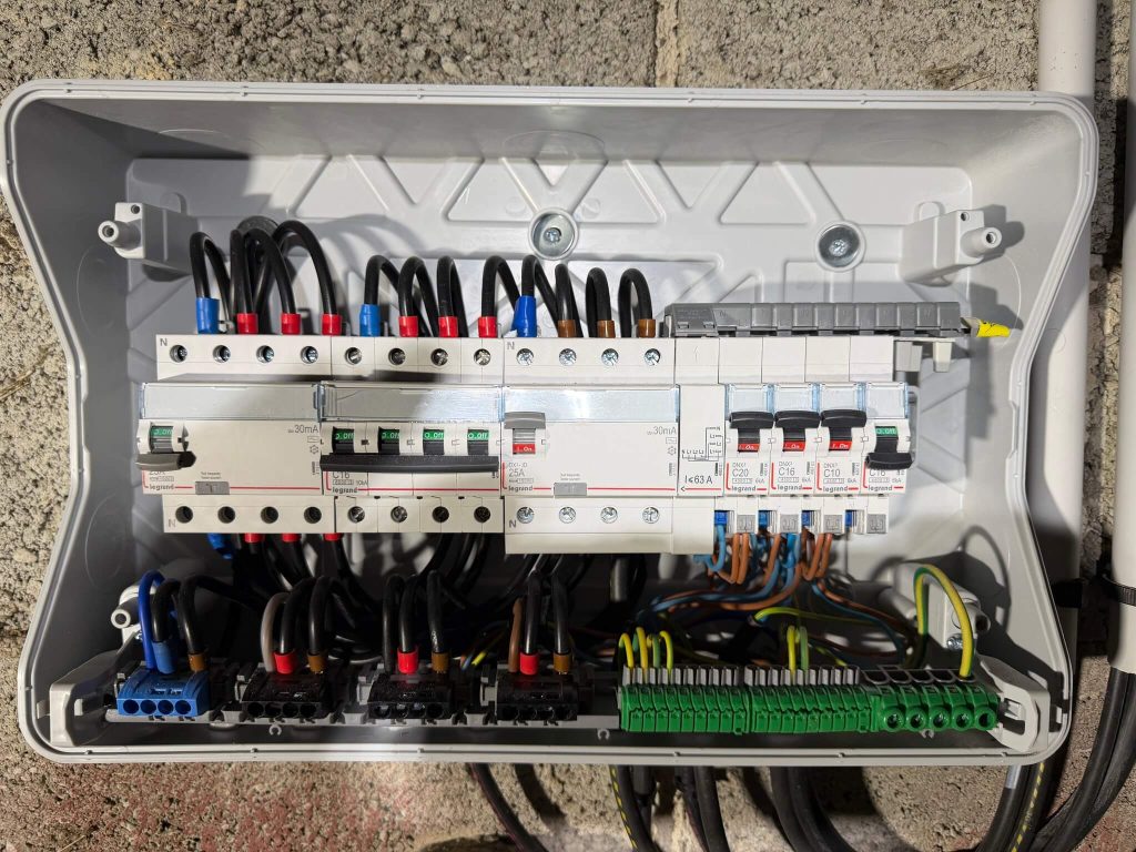 Intérieur de tableau électrique triphasé